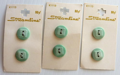Vintage Streamline Buttons Green Style K1113 Size 24 (5/8