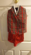 2pc Art Stone Dance Outfit Red Green Plaid Dress