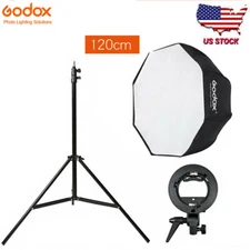US Godox 120cm 47" Octagon Umbrella Softbox +S type Bracket+2m Light Stand kit