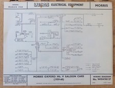 Original LUCAS Morris Oxford MK V Wiring Diagram 1959-60 W05494127