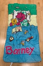 Vintage Barney Sleeping Bag Blanket Sleepover Kids Purple Dinosaur Storybook
