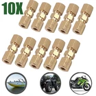 10Pcs Straight Brass Brake Line Compression Fitting Unions For OD Tubing 3/16"