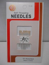 12 pcs Assorted Self Threading Hand Sewing Needles Craft Quilting Embroidery