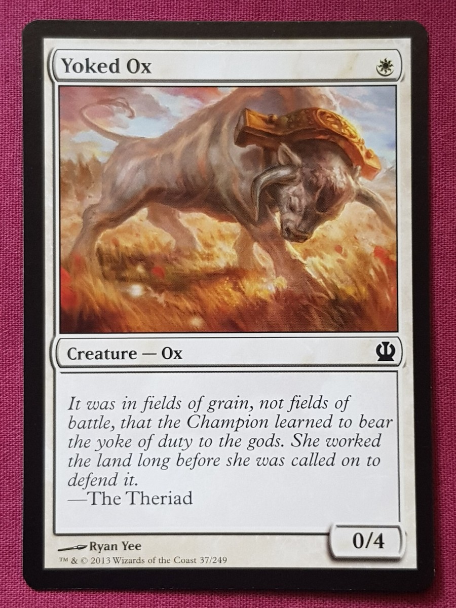 mtg ox cards Magic The Gathering THEROS YOKED OX white card MTG