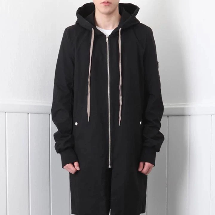 Parka lungo uomo Rick Owens 15SS taglia L mods cappotto nero FELPA CON CAPPUCCIO usatom