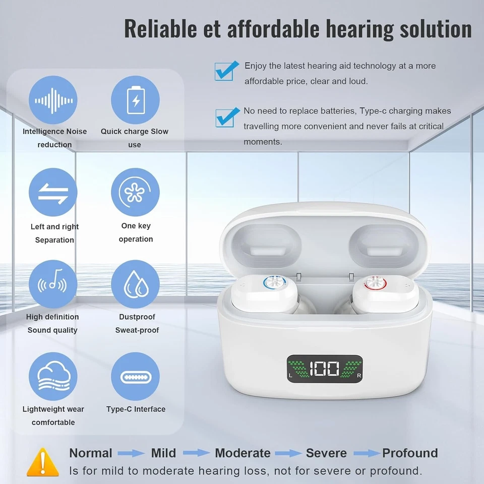 Audífonos para personas mayores Adultos Amplificadores de sonido recargables NUEVO Foto 2 de 4