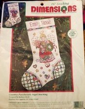 Dimensions country Patchwork Angel 16" Stocking Counted Cross Stitch Kit 8465