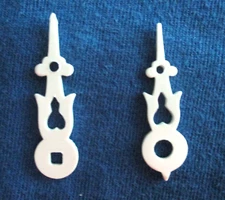 White Cuckoo Clock Hands  -  Square Hole for 80 mm Dial - NEW