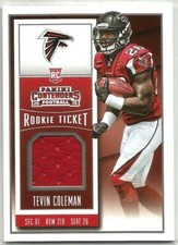 Tevin Coleman 2015 Panini Contenders Rookie Ticket Game Used Jersey