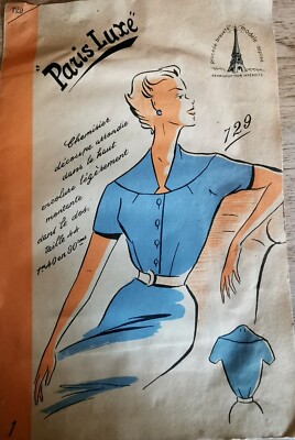 Patron De Couture Paris Luxe Vintage T44 - Robe Française Scellée, Numéro 5190