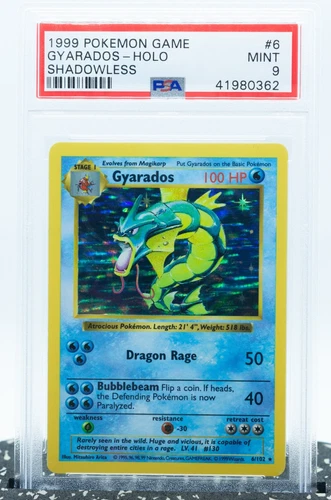 PSA 9 GYARADOS 6/102 Shadowless Edition Holo Rare Base Set 1999 - Pokemon Card