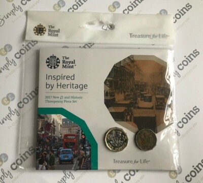 ROYAL MINT COINS 2017 12 SIDED 1 POUND & 1937 THREE PENCE RARE IN ORIGINAL PACK