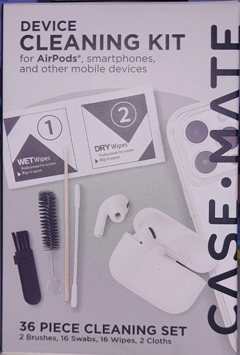Case Mate Device Cleaning Kit for AirPods iPhones iPads iPods Wipes/Cloths/Brush - 第 1/2 張圖片