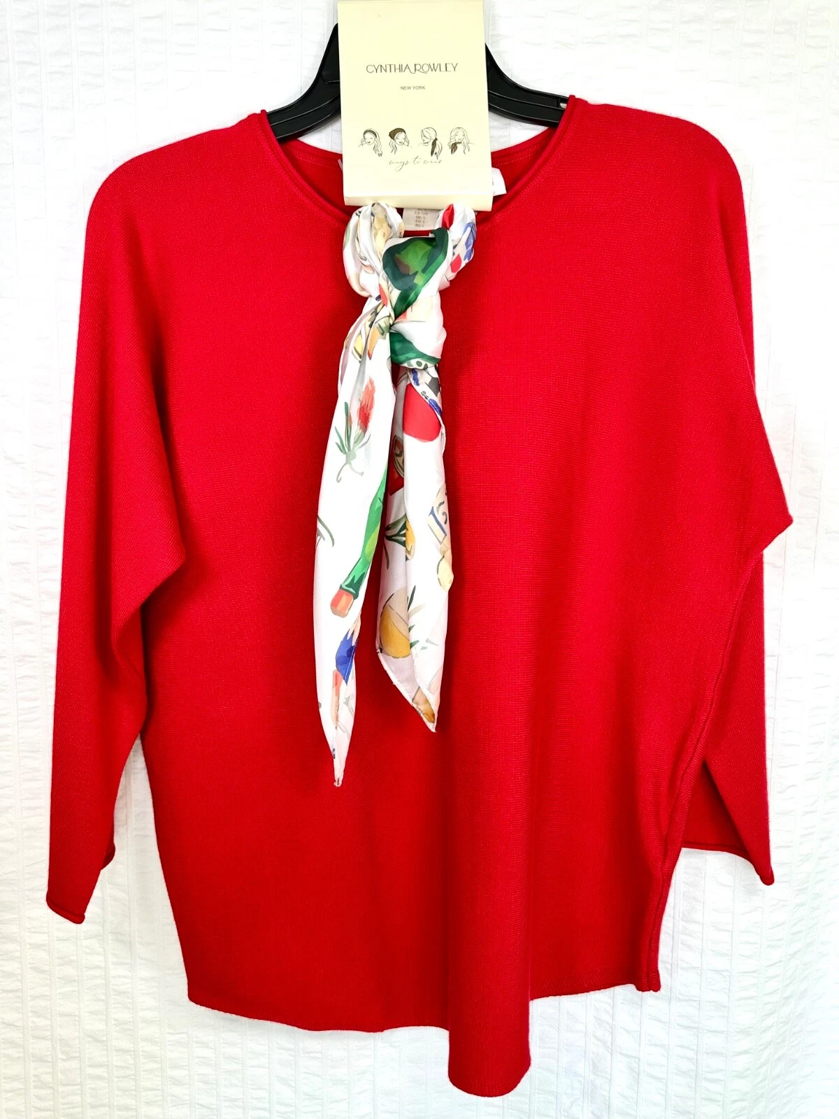 Cynthia Rowley Sweater Silky Scarf Set Women S Red Gift
