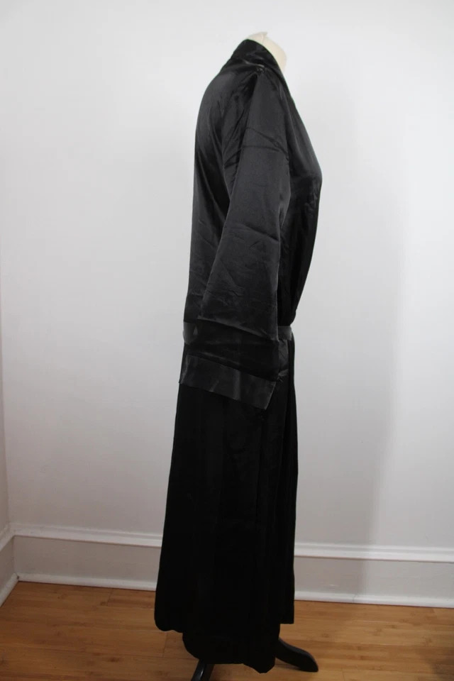 Alexander Del Rossa S Black Satin Lightweight Belted Robe Palm Coast - Image 3 of 4