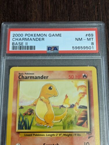 2000 Pokemon Base Set 2 Charmander #69 - PSA 8 quasi nuovo - MT - Foto 3 di 3