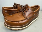 LOUIS VUITTON Brown Leather Boat Shoes MENS 8.5 LV Paris FA 0193 AUTHENTIC