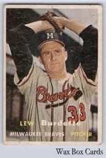 1957 Topps #208 Lew Burdette G (crease) SET BREAK