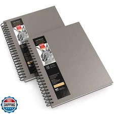ARTEZA Spiral Sketch Book 9x12 Drawing Pad 2 Pack 100 Sheets Sketch Pads for 