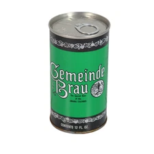 Vintage GEMEINDE BRAU Steel Beer Can Bottom Opened Pull Tab 4-10