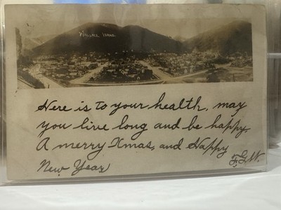 Wallace Idaho RPPC Panorama with 1910 Postmark & Holiday Greeting Real Photo 3