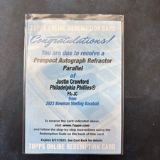 Justin Crawford 2023 Topps Bowman Sterling Auto Rookie Card Redemptio