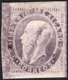 MEXICO: 1864 7c Purple Imperf Sg 40 Mounted Mint nearly full gum Cat £425