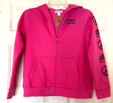 Girls Sweatshirt Jacket Hoodie Pink Full Zip Size Girls L 12 NWT
