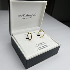 Giani Bernini Gold over Sterling Silver Blue Topaz Beaded Hoop Earrings in Box