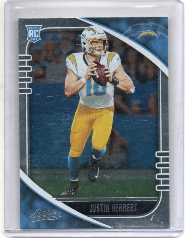 JUSTIN HERBERT 2020 PANINI ABSOLUTE ROOKIE CARD #167 CHARGERS A181