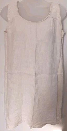 OFF WHITE Abito 100% lino italiano Via Signoria taglia small bianco panna con paillettes us intime ottimeioni