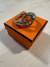 Hermes Silver Scarfg Ring 3x2.7cm Used Authentic Jewelry