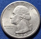 A 1934 Washington Quarter Very Nice High Grade Example