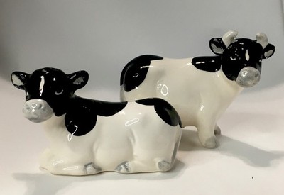 Black & White Holstein Cows Salt & Pepper Shakers Vintage