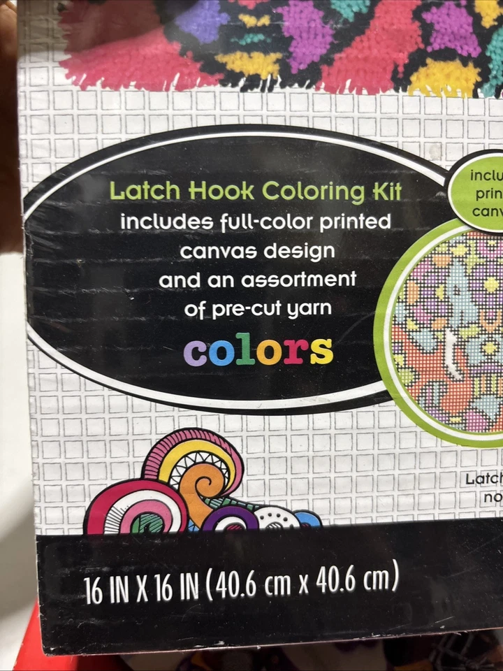 Dimensions Get Hooked Latch Hook Coloring Kit Colorful Elephant 16x16 New - Image 3 of 4