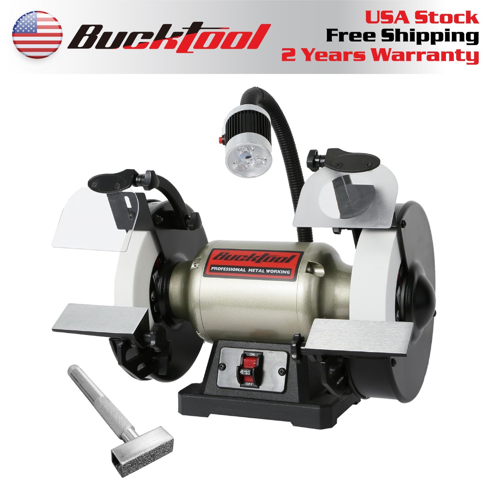 BUCKTOOL 8 Inch 3/4 HP Low-Speed Bench Grinder fit CBN Wheel Grinder,TDS-200C4HL