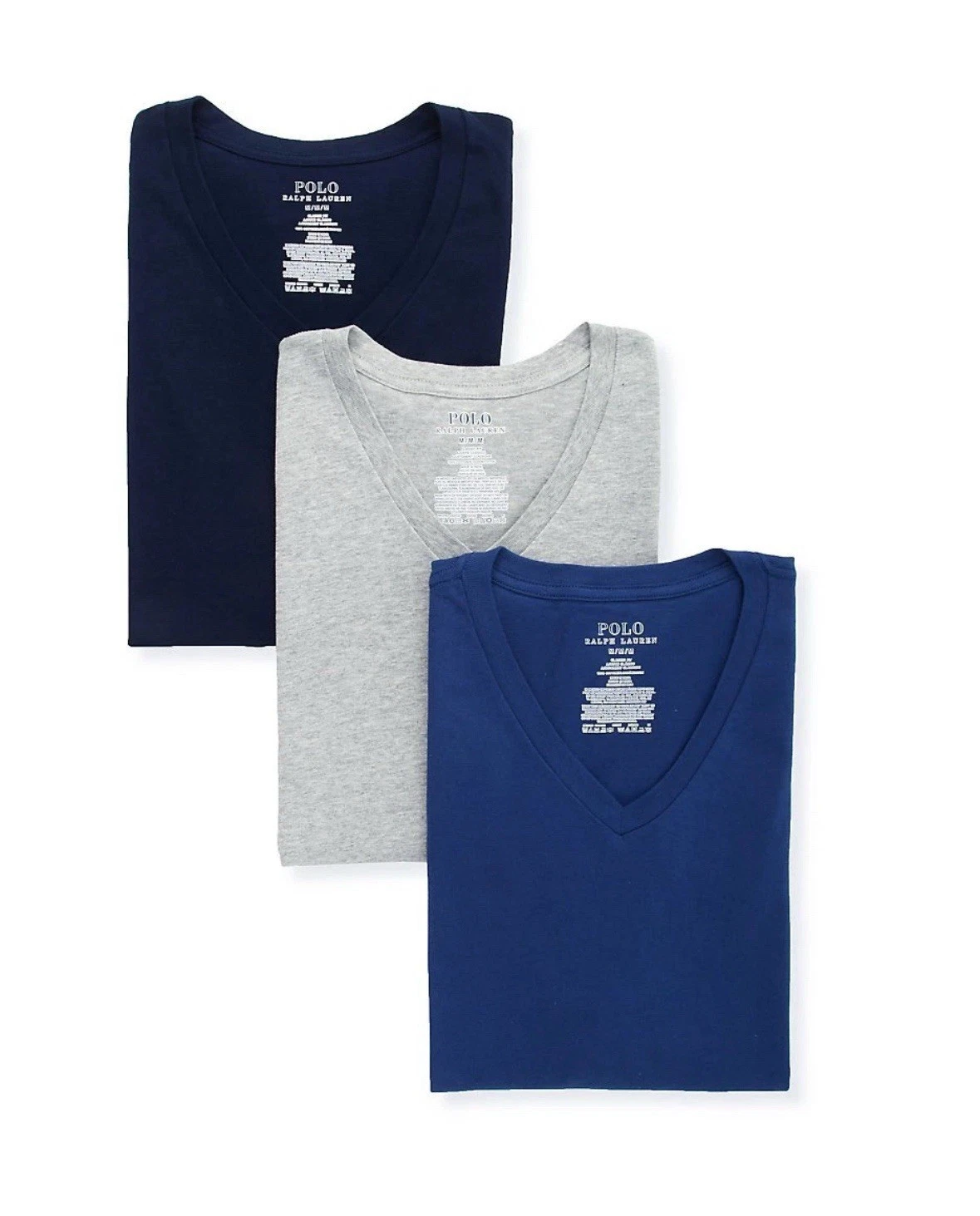 POLO Ralph Lauren Men T-Shirts 3 Pack S M L XL XXL Cotton V neck Grey Blue Navy