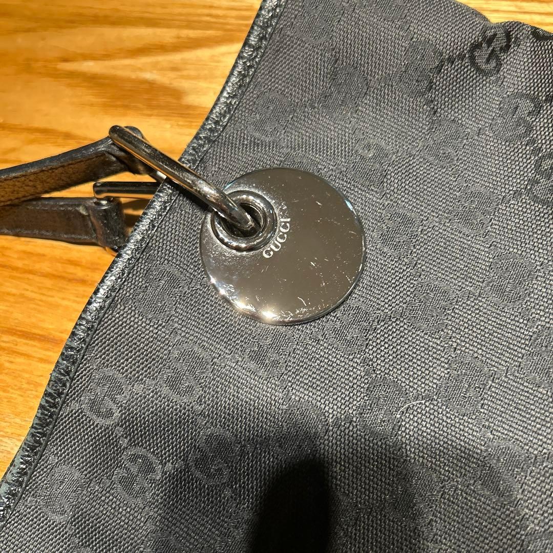 GUCCI Canvas Tote Bag Women Black Silver Hardware Durable Authentic thumbnail 9