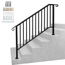 Outdoor Handrails for 4 Steps – Black Stair Handrail & Indoor Stair Railing Kit