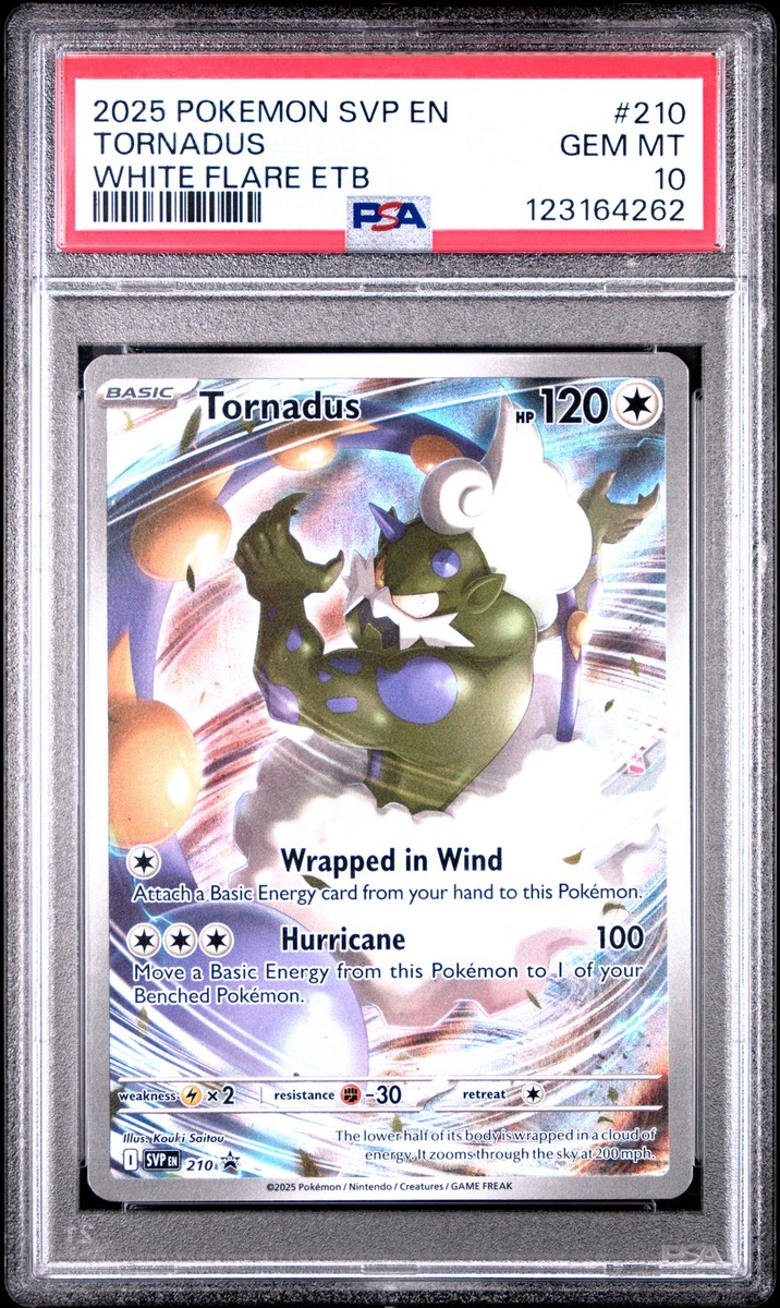 PSA 10 Tornadus White Flare Etb #210 2025 Pokemon Black Star Promo