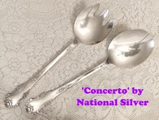 Holiday (1951) ~ lg. Salad Serving Set ~ National Silver Co. Silverplate