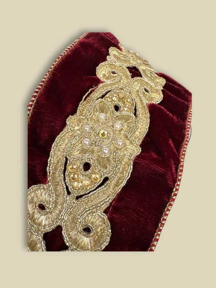 Edles Samtband Rot Gold Goodwill Rolle 4,5Meter Tischband Dekoband 10cm breit - Bild 3 von 4