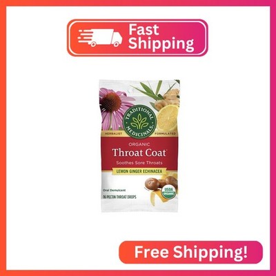 Traditional Medicinals Organic, Throat Coat Lozenges, Lemon Ginger Echinacea - H