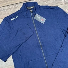 RLX Ralph Lauren Men's Golf Full Zip Jacket Cotton Modal Navy Blue MEDIUM NWT