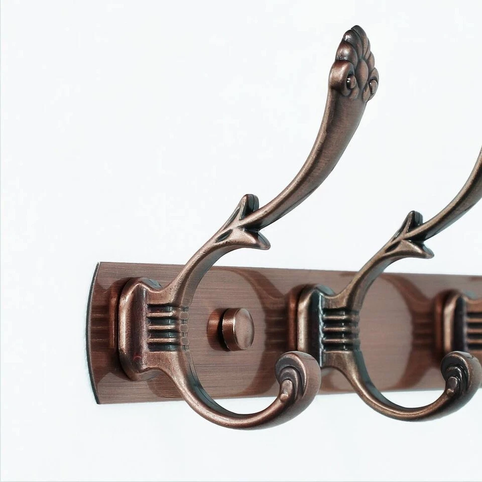 Gancho de pared doble base de acero inoxidable 9,6 pulgadas 3 ganchos soporte para toallas - cobre Foto 4 de 4