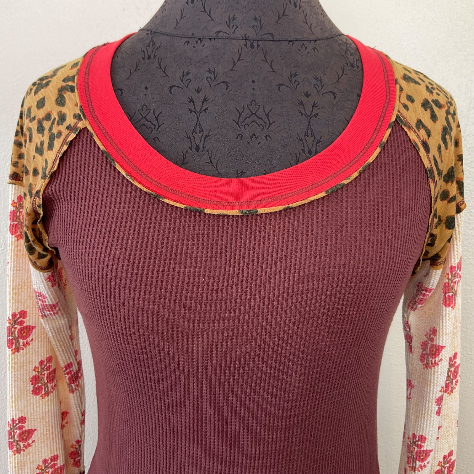 We The Free Mix Pattern Patchwork Pull On Top Lon… - image 2