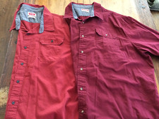 2 Wrangler Men's Shirts,Button Up,Size 3XL,3XT,Maroon,Short Sleeve