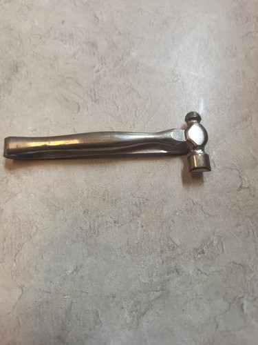 Vintage Ball Peen Hammer Tie Bar Clip - 2 3/4" Goldtone