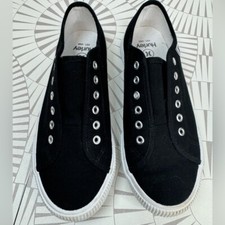 HURLEY Women's CHLOE Canvas Slip-On, No Laces Sneakers, Black, Size 6.5M