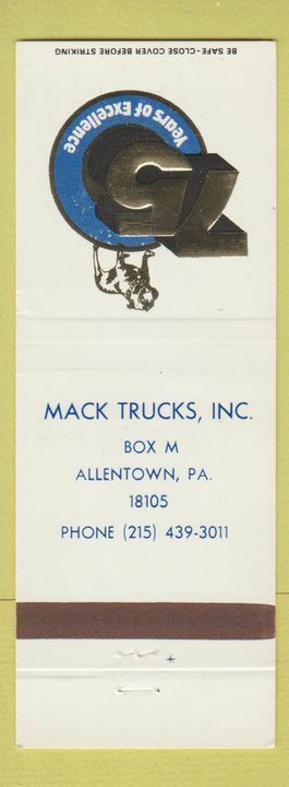 Matchbook Cover - Mack Semi Trucks Allentown PA-image